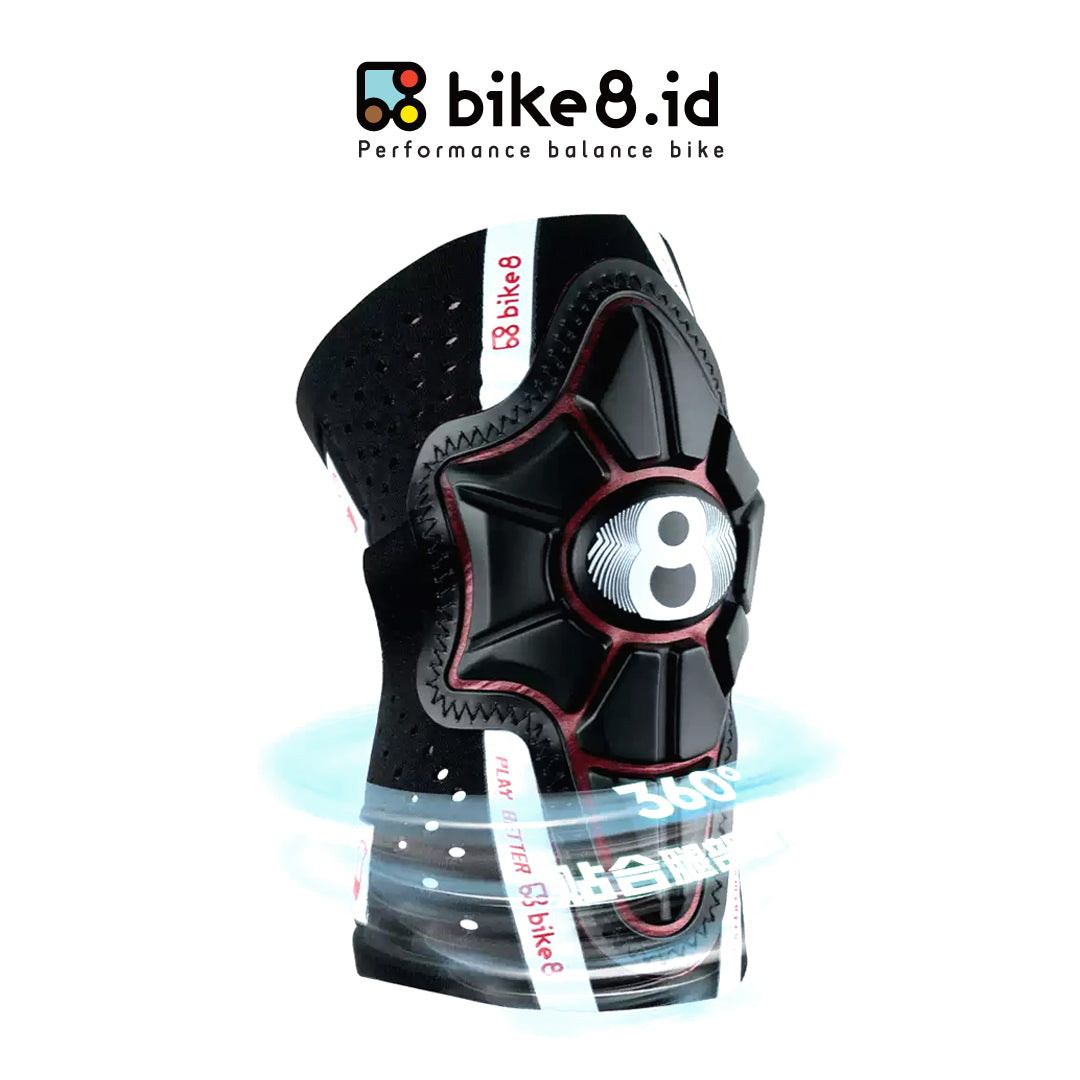 BIKE8 Kid Knee Elbow Pad Protector - Pad Pelindung - BLACK RED LINE