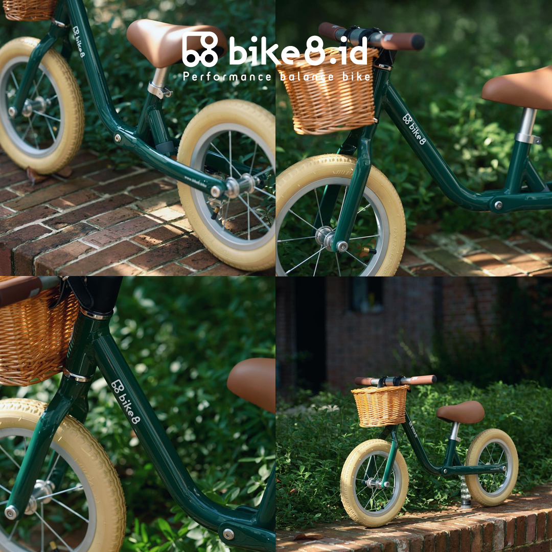 BIKE8 Retro Classic Balance Bike Pushbike Sepeda Anak - POSTAL GREEN