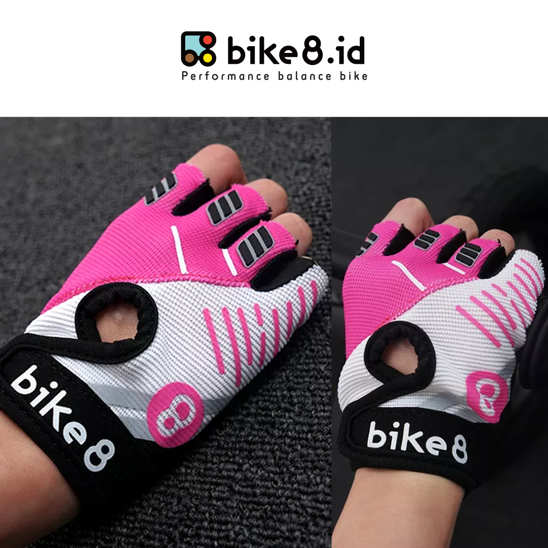 BIKE8 Cycling Kid Glove Half Finger - Sarung Tangan Sepeda Anak - PINK