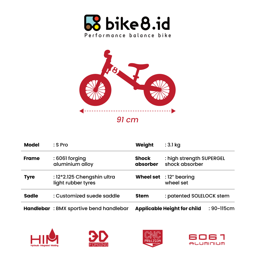 BIKE8 S-PRO Balance Bike Pushbike Sepeda Anak