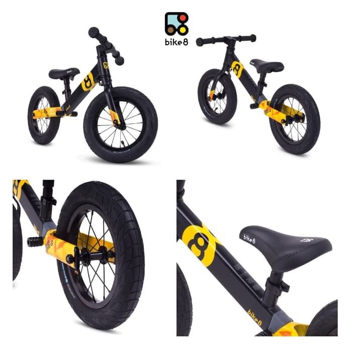 BIKE8 PRO EDITION Balance Bike / Push Bike - Sepeda Anak - BLACK SILVER