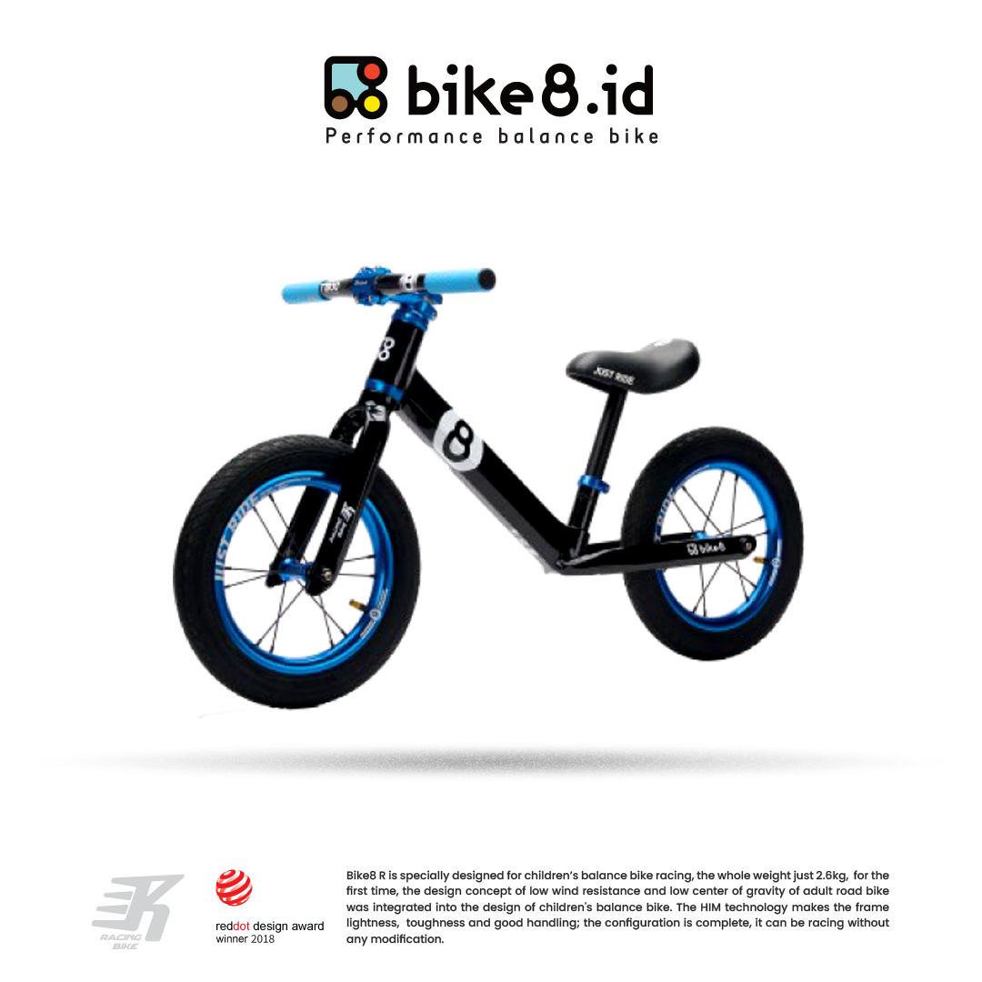 BIKE8 Racing Pro R PRO Balance Bike Push Bike Sepeda Anak BLACK