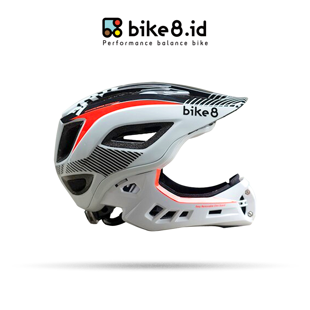 BIKE8 Kid Bike Full Face Helmet - Helm Sepeda Anak - WHITE