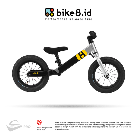 BIKE8 S-PRO Balance Bike Pushbike Sepeda Anak - SILVER BLACK