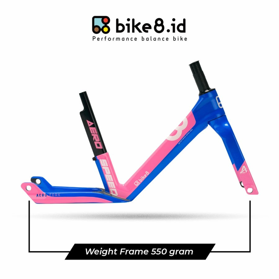 FRAME BIKE8 CARBON FIBER Balance / Push Bike - Sepeda Anak - BLUE PINK