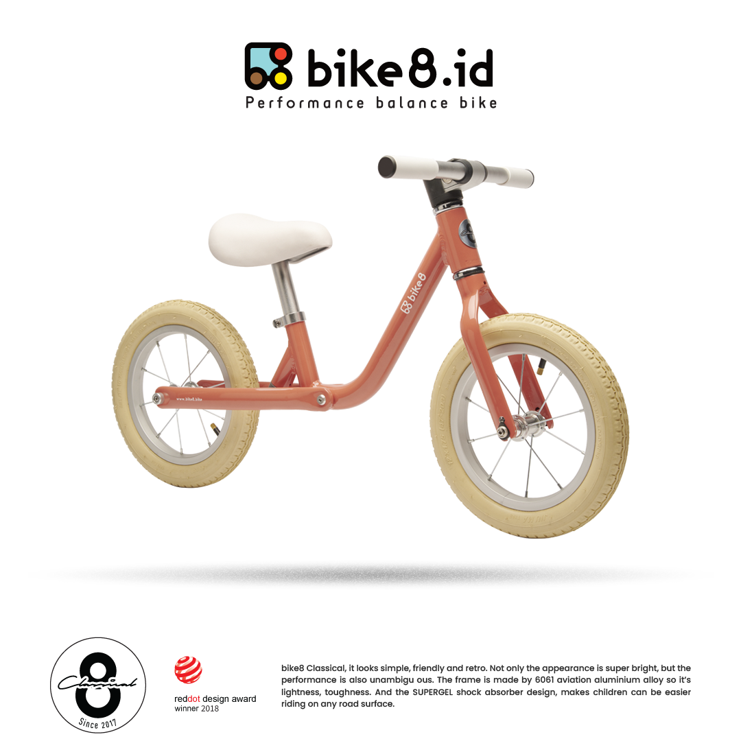 BIKE8 Retro Classic Balance Bike Pushbike Sepeda Anak - Orange