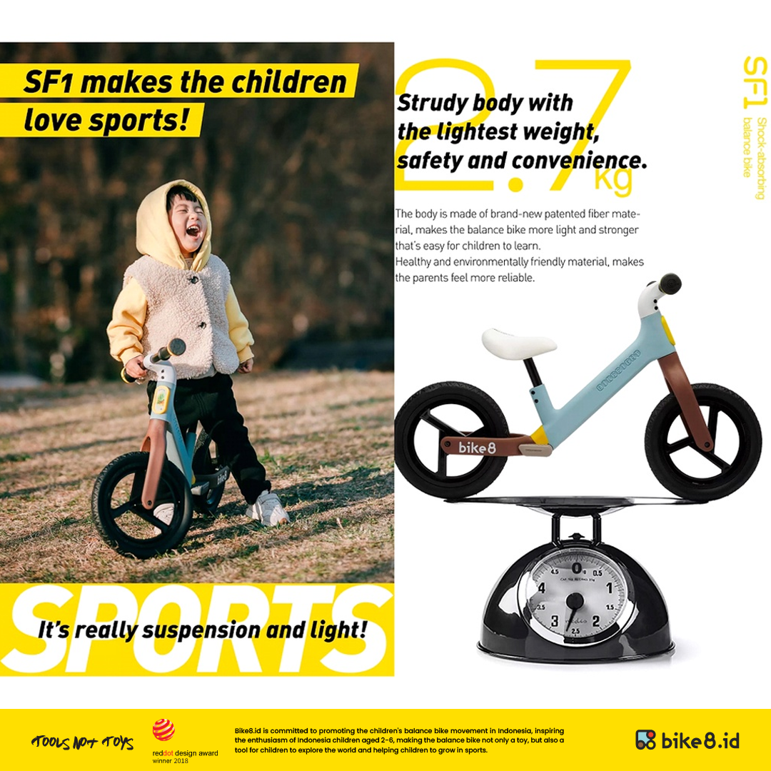 BIKE8 SF-1 STANDARD Balance / Push Bike - Sepeda Anak - BARBIE PINK