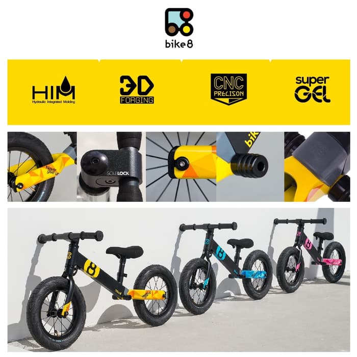 BIKE8 PRO EDITION Balance Bike / Push Bike - Sepeda Anak - BLACK SILVER