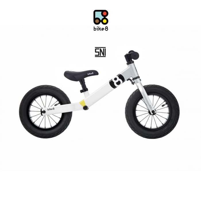 BIKE8 PRO EDITION Balance Bike / Push Bike - Sepeda Anak - WHITE SILVER