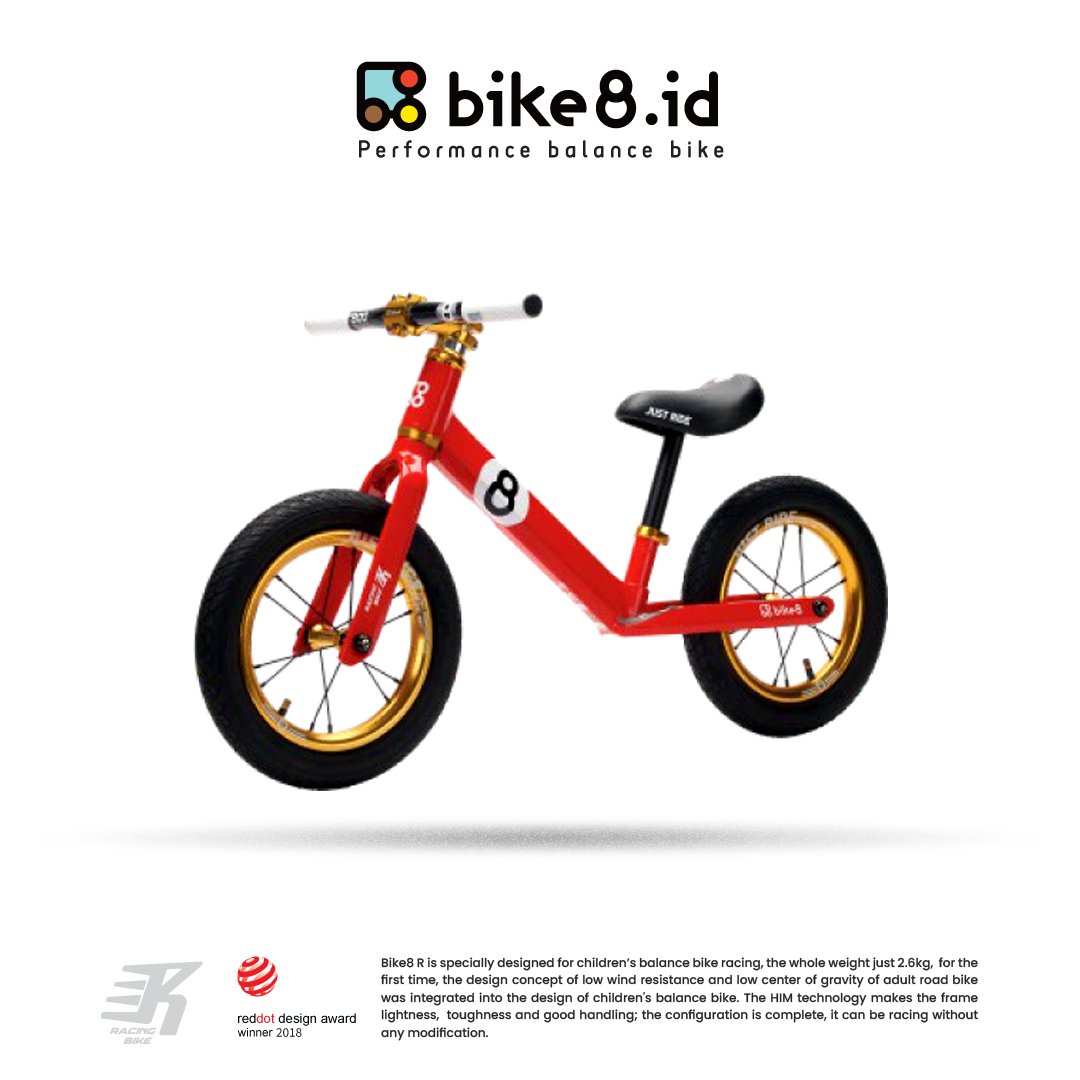 BIKE8 Racing Pro R PRO Balance Bike / Push Bike - Sepeda Anak - RED