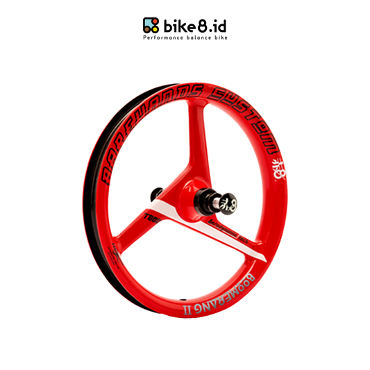 BIKE8 Push Bike T800 Carbon Fiber Tri Blade Wheelset 12 inch - RED