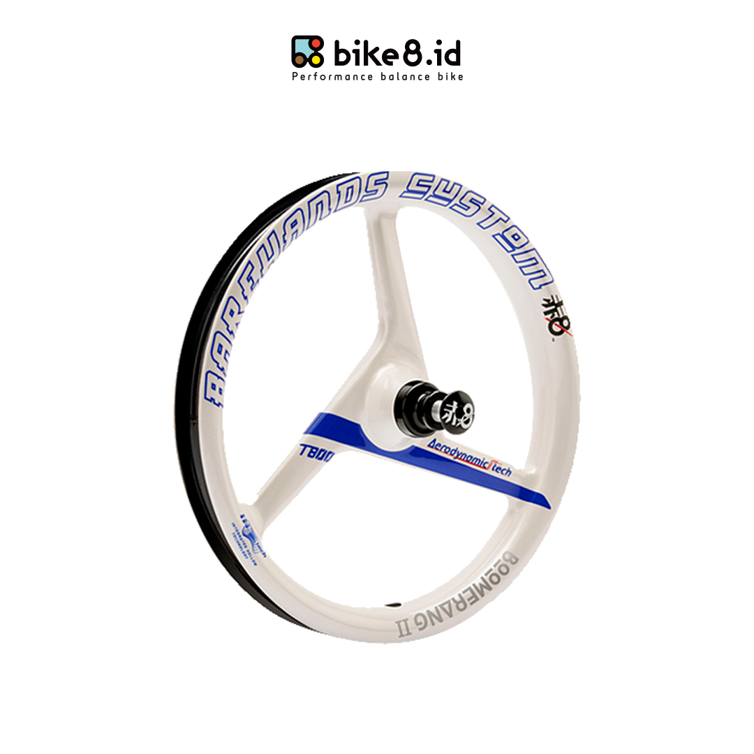 BIKE8 Push Bike T800 Carbon Fiber Tri Blade Wheelset 12 inch - WHITE